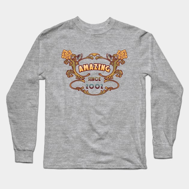 AMAZING SINCE 2002 vintage art nouveau retro 2000s Long Sleeve T-Shirt by leepianti